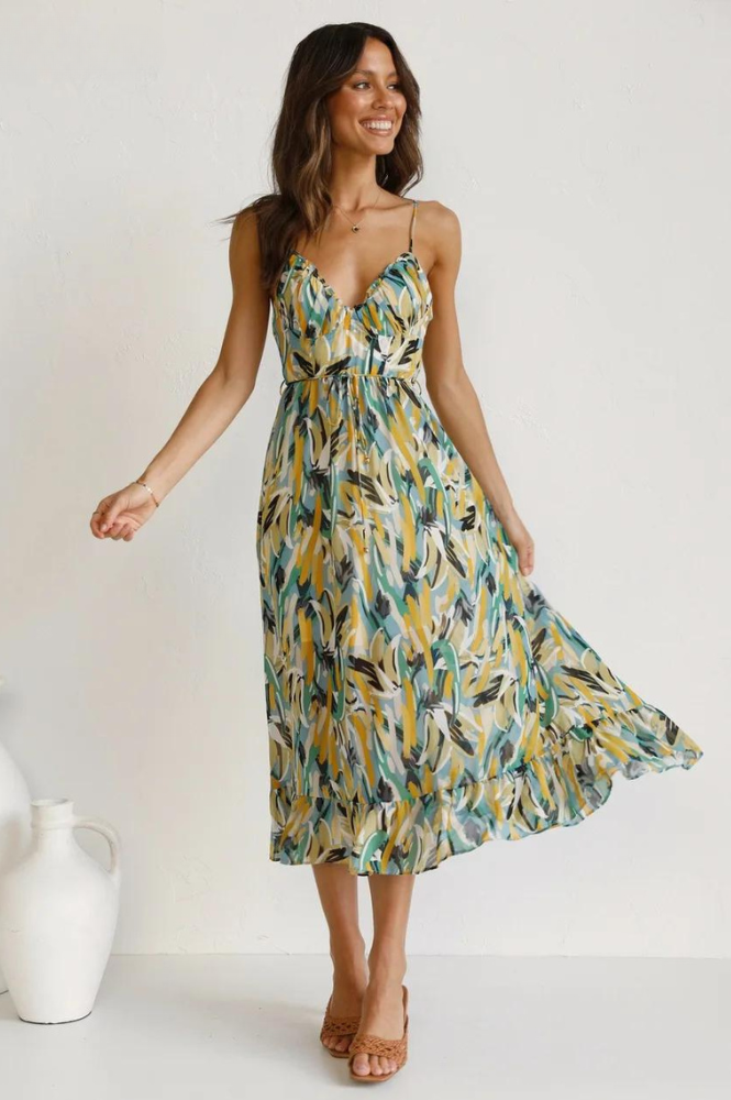 Irmgard - Modisches Midikleid in lebendigen Farben für Damen