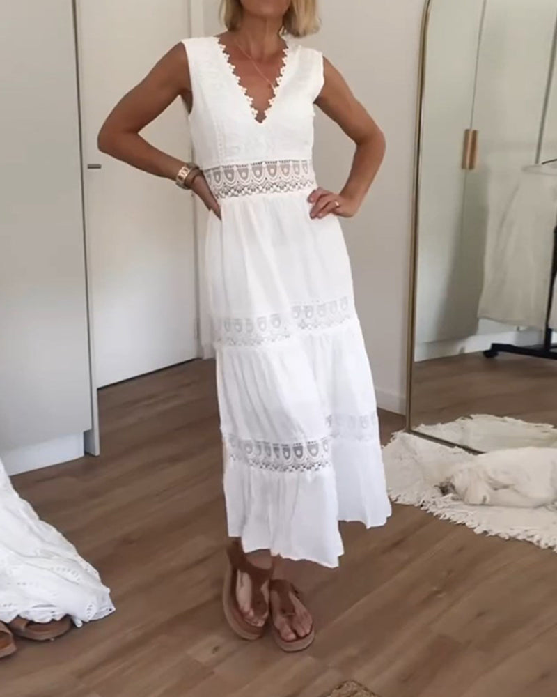 Franziska - Elegantes klassisches Kleid für Damen mit tiefem V-Ausschnitt