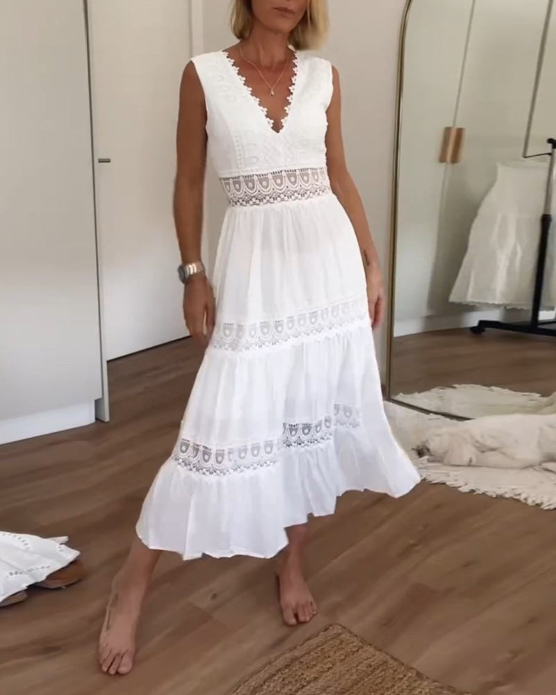Franziska - Elegantes klassisches Kleid für Damen mit tiefem V-Ausschnitt