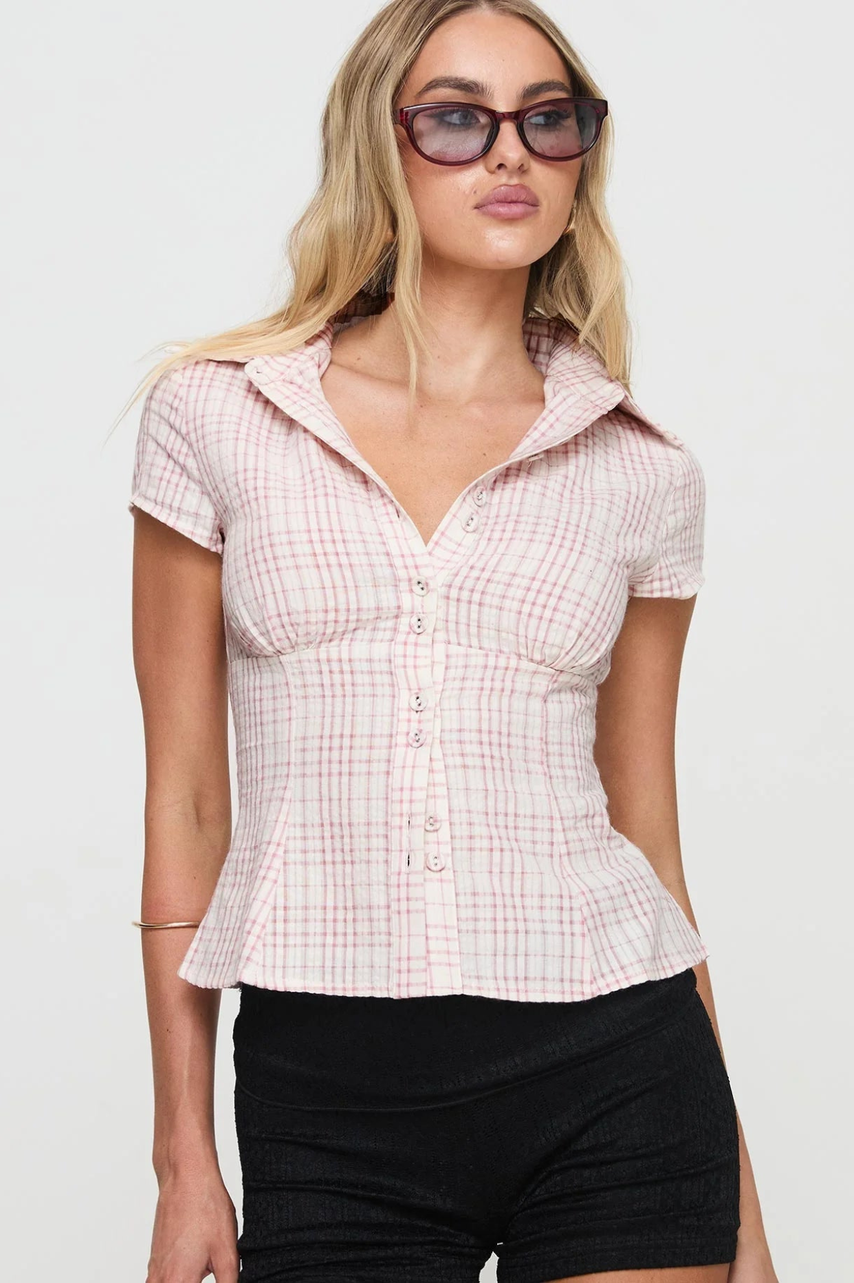 SIMONE | Tailliertes Blusen-Shirt