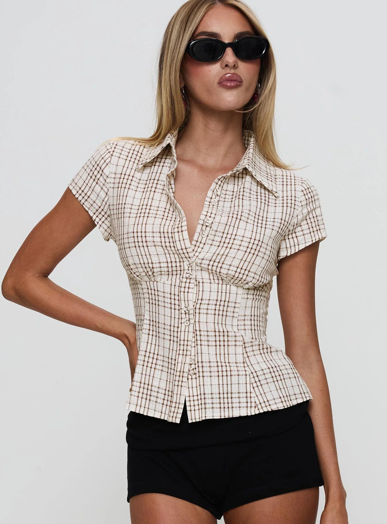 SIMONE | Tailliertes Blusen-Shirt