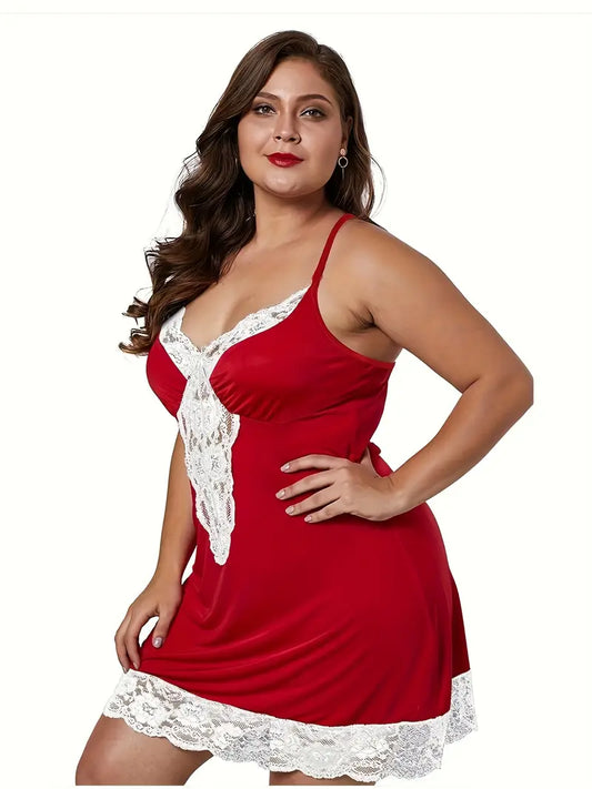 DIANA – Plus Size Sexy Nachtkleid mit Spitze & V-Ausschnitt