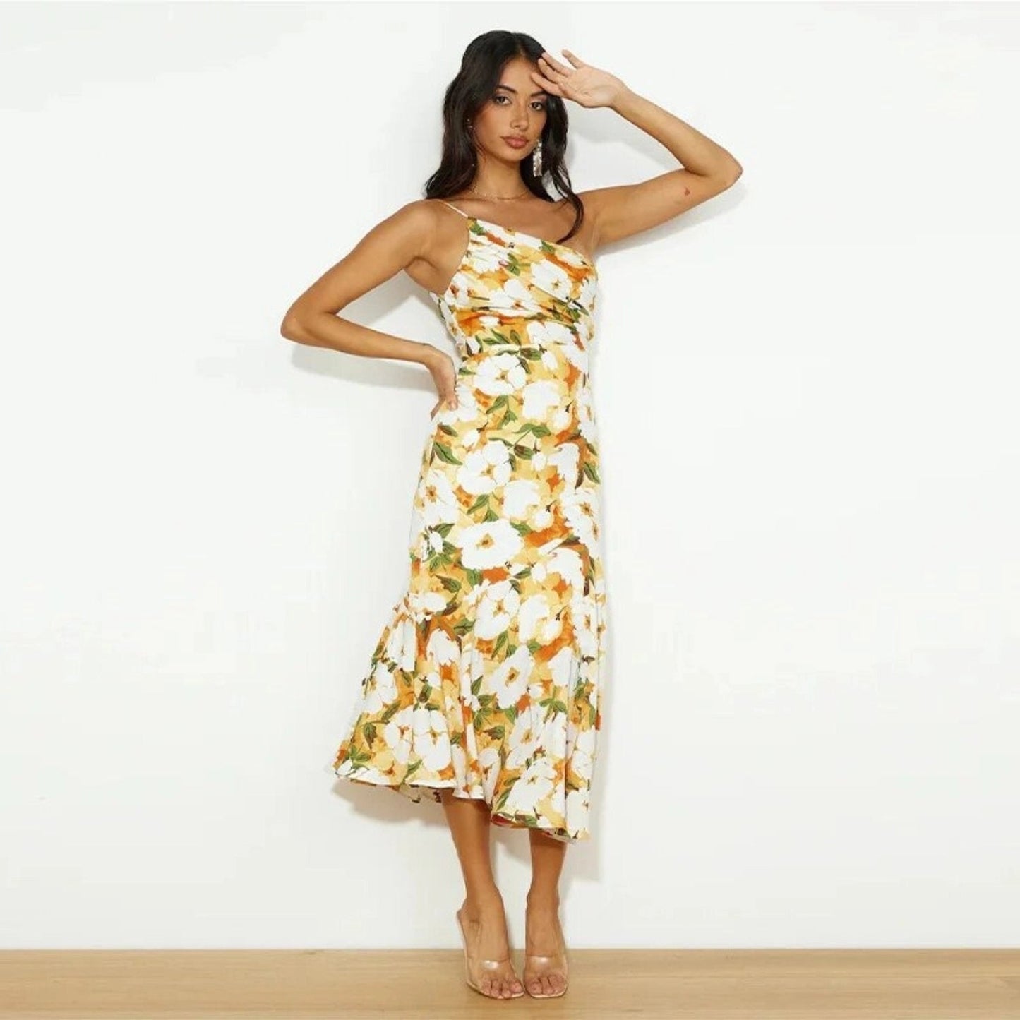 Sienna - Asymmetrisches Maxikleid mit floralem Muster für Damen