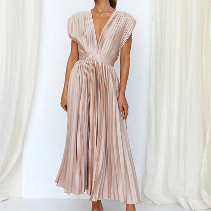 Hedwig - Neues Damenkleid mit Falten, Reißverschluss und ärmellosem Design